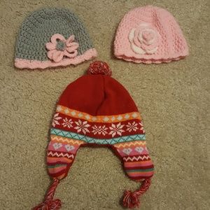 Lot of three "like new" baby hats.